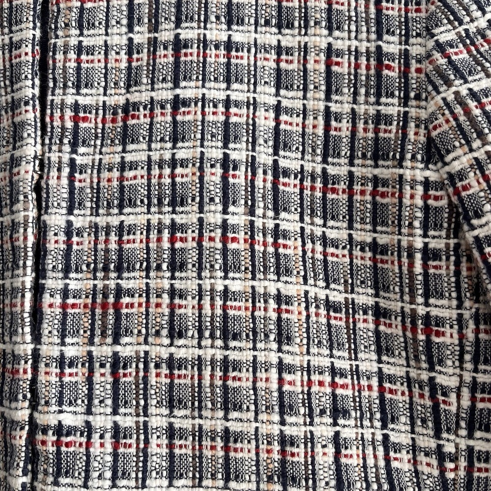 J Crew Womens Size 2 Tweed Jacket Red White Blue Academia Preppy Office Career - Picture 2 of 13